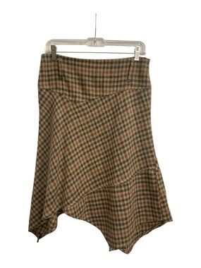 Asymmetrical Plaid Skirt in Brown Tones - Women
